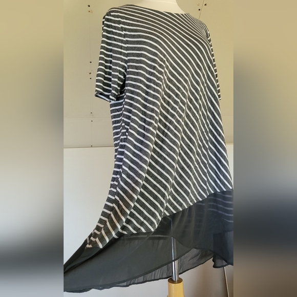 Kori America Womens Long Tunic Tee Tshirt Dress Striped size XL Plus Size - Picture 2 of 6